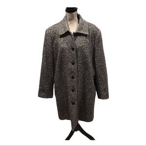Chadwicks Black White Tweed Wool Overcoat 22W